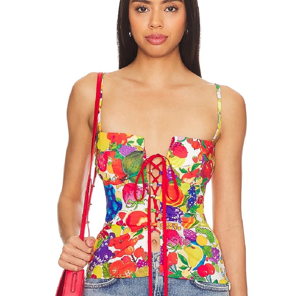 NWT Tyler McGillivary Fruit Sticker Corset Top – Size S